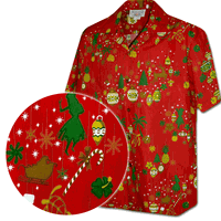 Hawaiian Christmas Ornaments Men's Aloha Shirt 3920-FireCracker