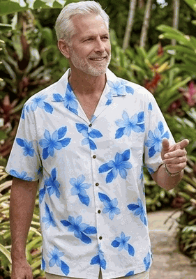 Hawaiian Clothing Blue Plumerias