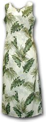 Hawaiian Clothing Cream Royal Palms Long Tank Dress (S-2XL)