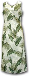 Hawaiian Clothing Cream Royal Palms Long Tank Dress (S-2XL)