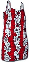 Hawaiian Clothing Hibiscus Panel Spaghetti Red Hawaiian Clothing Hibiscus Panel Spaghetti Red