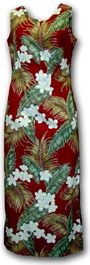 Hawaiian Clothing Maroon Royal Palms Long Tank Dress (XS,S,XL)