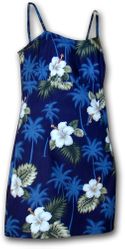 Hawaiian Dress Hibiscus Island Spaghetti Navy