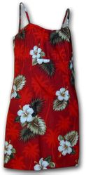 Hawaiian Dress Hibiscus Island Spaghetti Red