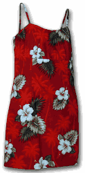Hawaiian Dress Hibiscus Island Spaghetti Red Hawaiian Dress Hibiscus Island Spaghetti Red