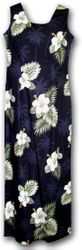Hawaiian Dresses Hibiscus Island Black Long Tank (S-XL)