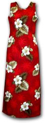 Hawaiian Dresses Hibiscus Island Red Long Tank (XS-2XL)