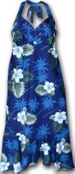 Hawaiian Halter Dress Hibiscus Island Navy