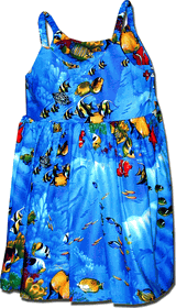 Hawaiian Kids Outfit Aloha Fish Blue Cute Dress Hawaiian Kids Outfit Aloha Fish Blue Cute Dress