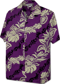 Hawaiian Leis Men's Aloha Shirt 3876Purple
