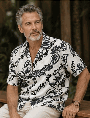 Hawaiian Leis Men's Aloha Shirt 3876White