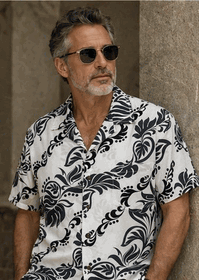 Hawaiian Leis Men's Aloha Shirt 3876White Hawaiian Leis Men's Aloha Shirt 3876White