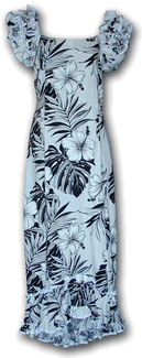 Hawaiian Muumuus Hibiscus Blossom White Tropical Outfit