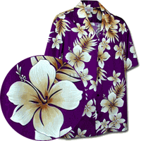 Hawaiian Print Shirts Purple Native Hibiscus