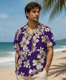 Hawaiian Print Shirts Purple Native Hibiscus