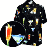 Hawaiian Shirt with Tropical Drinks 3948Black