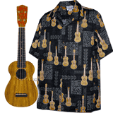 Hawaiian Shirts Aloha Ukulele Black