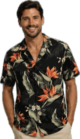 Hawaiian Shirts Black Bird of Paradise