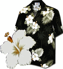 Hawaiian Shirts (Black) Hibiscus Islands