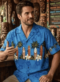 Hawaiian Shirts Blue Surf Up Hawaiian Shirts Blue Surf Up