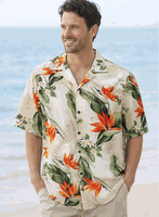 Hawaiian Shirts Cream Bird of Paradise