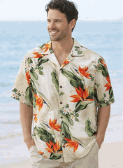 Hawaiian Shirts Cream Bird of Paradise