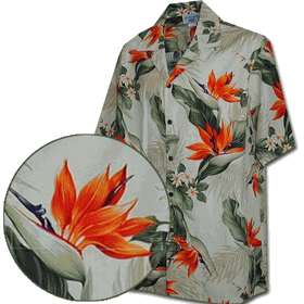 Hawaiian Shirts Cream Bird of Paradise