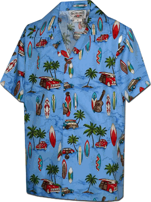 Hawaiian Shirts for Boys Woody Palms in Blue