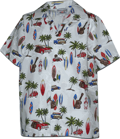 Hawaiian Shirts for Boys Woody Palms in White Hawaiian Shirts for Boys Woody Palms in White