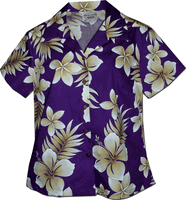 Hawaiian Shirts Ladies Purple Native Hibiscus