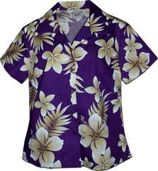 Hawaiian Shirts Ladies Purple Native Hibiscus
