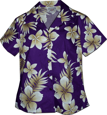 Hawaiian Shirts Ladies Purple Native Hibiscus