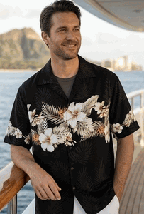 Hawaiian Shirts Made in Hawaii Black Hibiscus Band Hawaiian Shirts Made in Hawaii Black Hibiscus Band