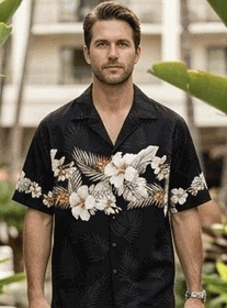 Hawaiian Shirts Made in Hawaii Black Hibiscus Band Hawaiian Shirts Made in Hawaii Black Hibiscus Band