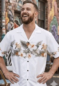 Hawaiian Shirts Made in Hawaii White Hibiscus Band Hawaiian Shirts Made in Hawaii White Hibiscus Band