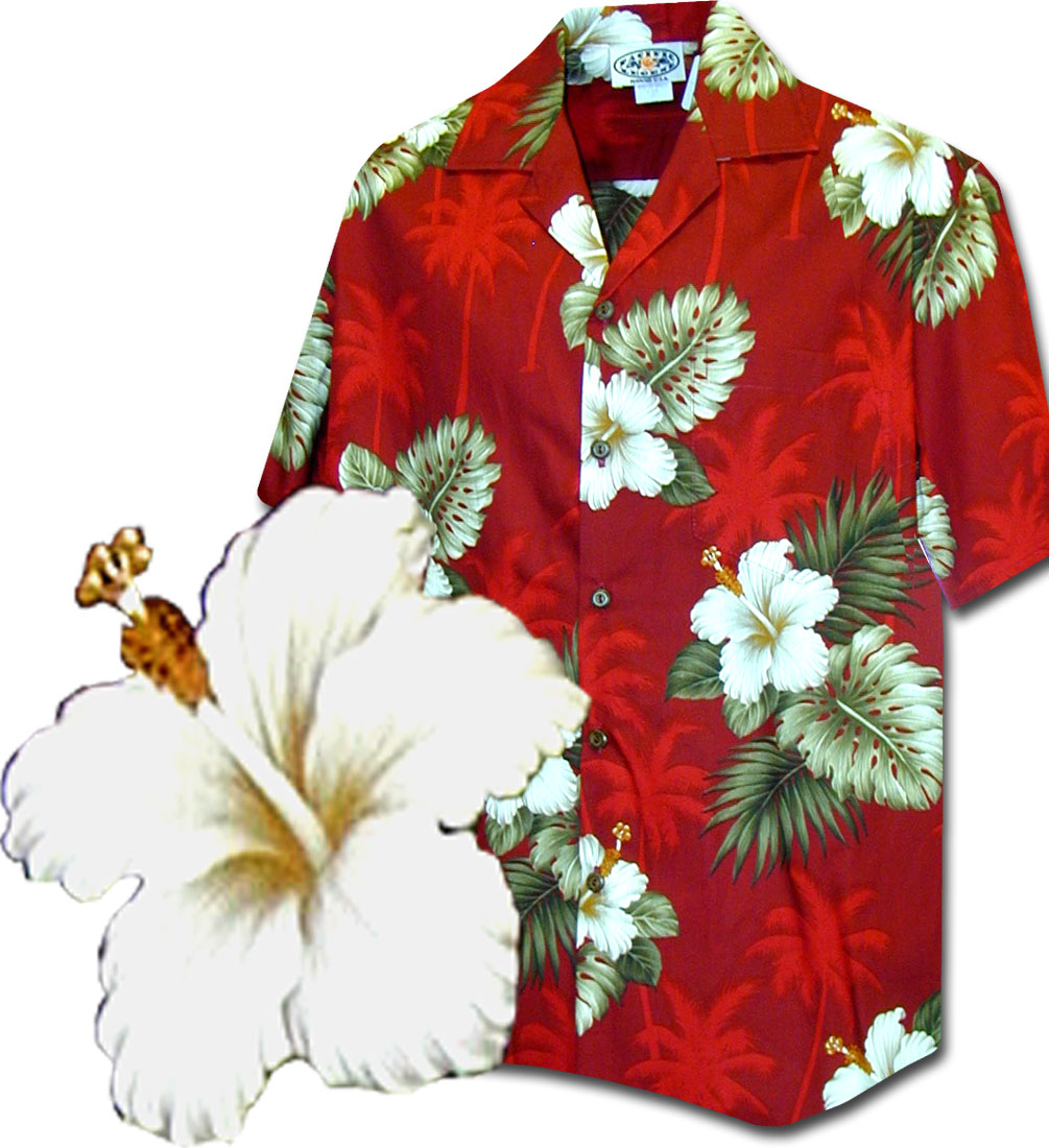 Hawaiian Shirts (Red) Hibiscus Islands