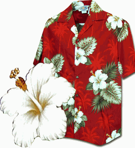 Hawaiian Shirts (Red) Hibiscus Islands