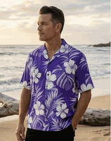 Hawaiian Shirts UK (Purple) Hibiscus Blossom
