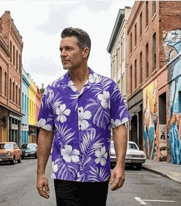 Hawaiian Shirts UK (Purple) Hibiscus Blossom