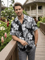 Hawaiian Shirts Wholesale (Black) Hibiscus Blossom