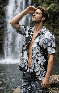 Hawaiian Shirts Wholesale (Black) Hibiscus Blossom