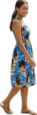 Hawaiian Smocked Dress Blue Waikiki Sunset Hawaiian Smocked Dress Blue Waikiki Sunset