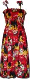 Hawaiian Smocked Dress Red Waikiki Sunset