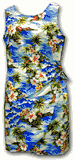 Hawaiian Style Dresses Blue Waikiki Beach Sarong Dress