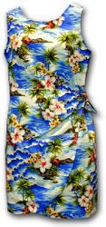 Hawaiian Style Dresses Blue Waikiki Beach Sarong Dress