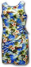Hawaiian Style Dresses Blue Waikiki Beach Sarong Dress