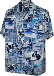 Hawaiian Style Men's Aloha Shirt Blue3870