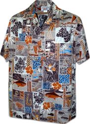 Hawaiian Style Men's Aloha Shirt Rust3870