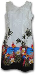 Hawaiian Sun Dresses White Beach Parrot Dress 