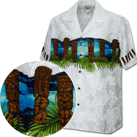 Hawaiian Tiki Men's Aloha Shirt 3924White